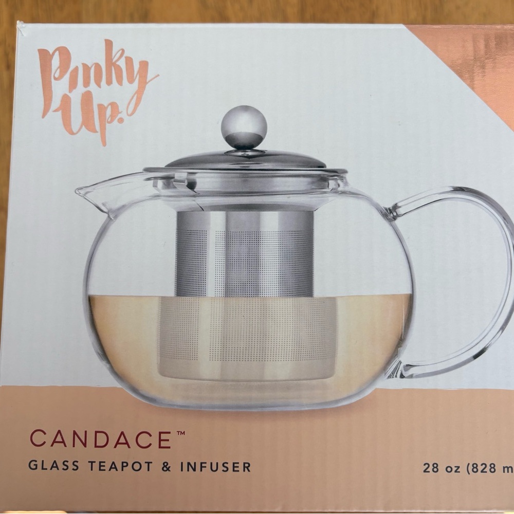 Pinky Up Candace Glass Teapot with Silver Infuser